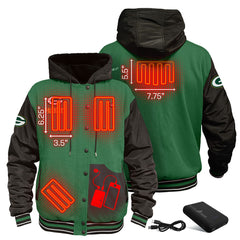 Green Bay Packers ActionHeat 5V Battery Heated Full-Snap Varsity Jacket - Green/Black Jackets