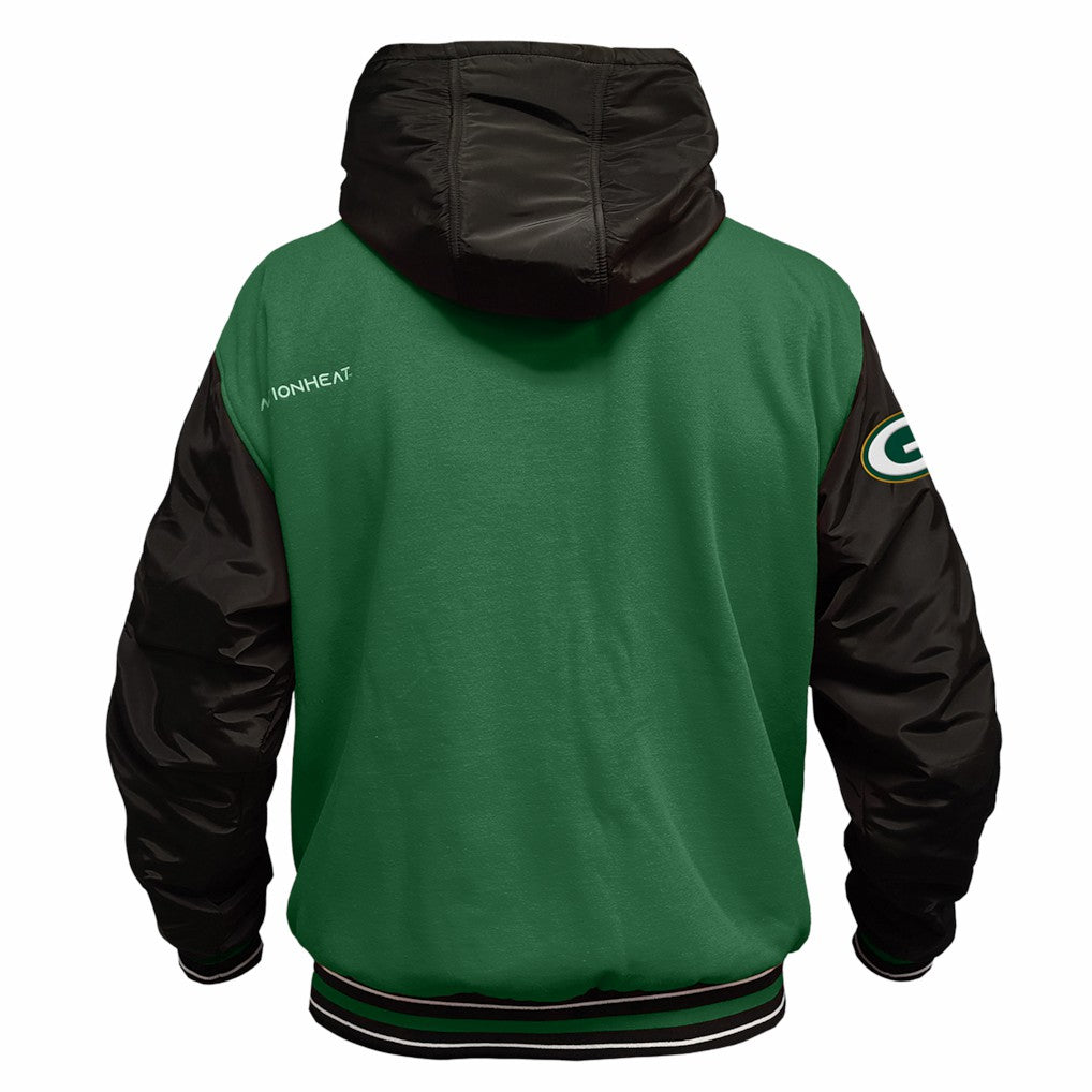Green Bay Packers ActionHeat 5V Battery Heated Full-Snap Varsity Jacket - Green/Black Jackets