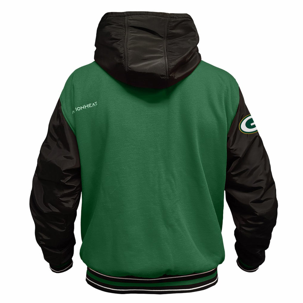 Green Bay Packers ActionHeat 5V Battery Heated Full-Snap Varsity Jacket - Green/Black Jackets