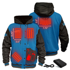 Detroit Lions ActionHeat 5V Battery Heated Full-Snap Varsity Jacket - Blue/Black Jackets