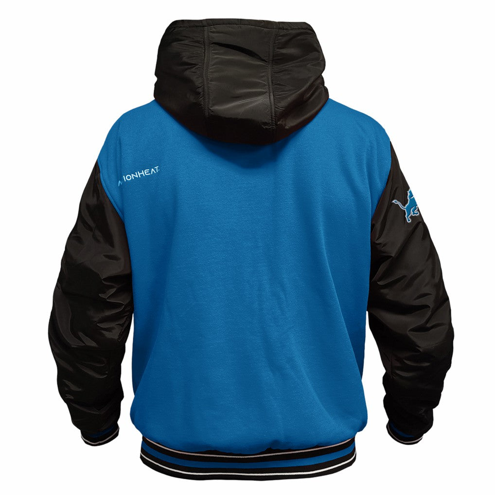Detroit Lions ActionHeat 5V Battery Heated Full-Snap Varsity Jacket - Blue/Black Jackets
