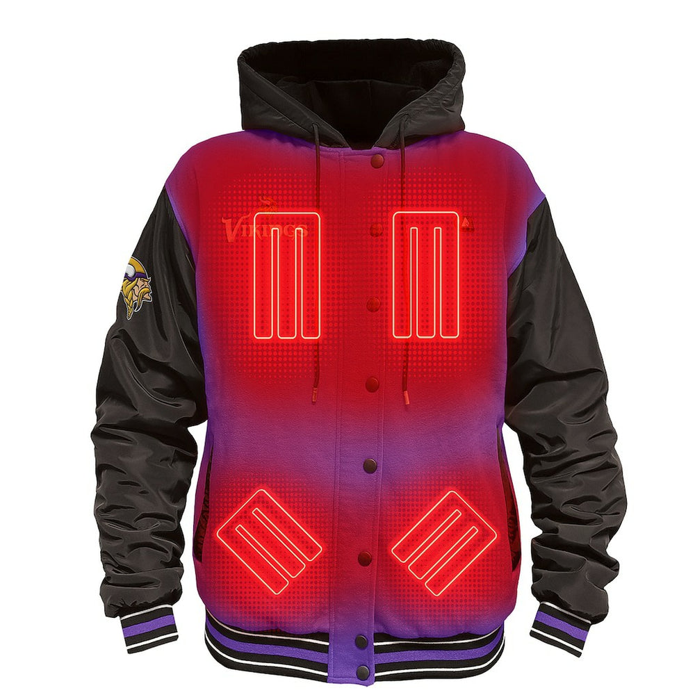 Minnesota Vikings ActionHeat 5V Battery Heated Full-Snap Varsity Jacket - Purple/Black Jackets
