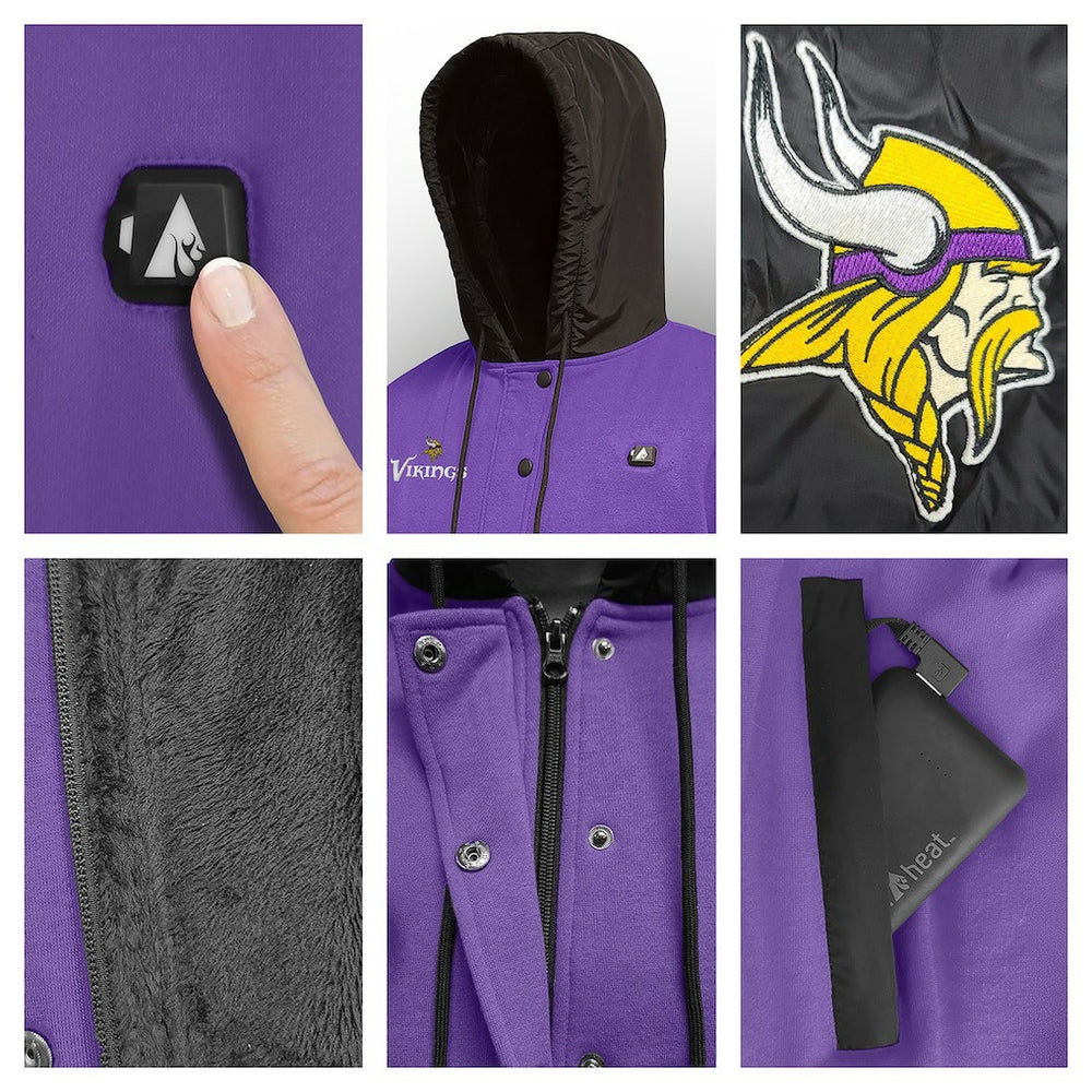 Minnesota Vikings ActionHeat 5V Battery Heated Full-Snap Varsity Jacket - Purple/Black Jackets