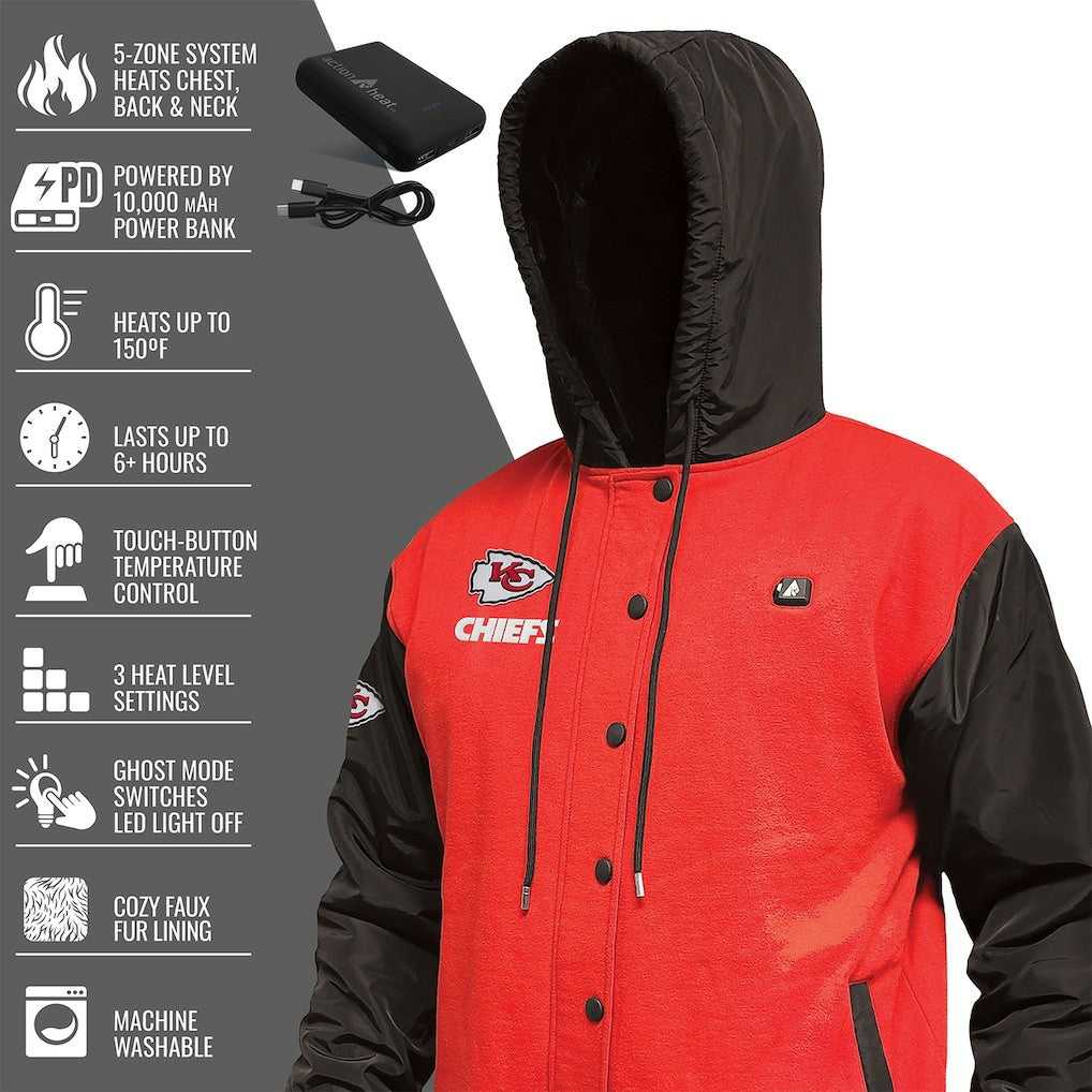 Kansas City Chiefs ActionHeat 5V Battery Heated Full-Snap Varsity Jacket - Red/Black Jackets