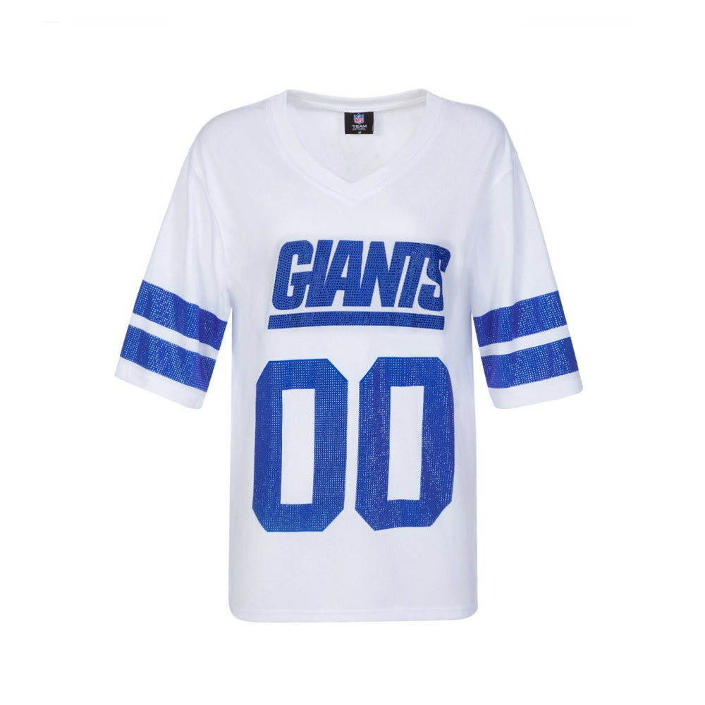 New York Giants Cuce Women's Rhinestone V-Neck Tunic - White