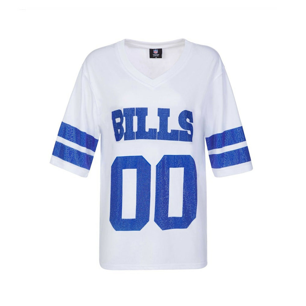 Buffalo Bills Cuce Women's Rhinestone V-Neck Tunic - White