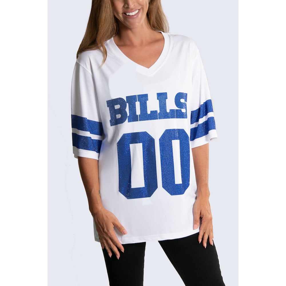 Buffalo Bills Cuce Women's Rhinestone V-Neck Tunic - White