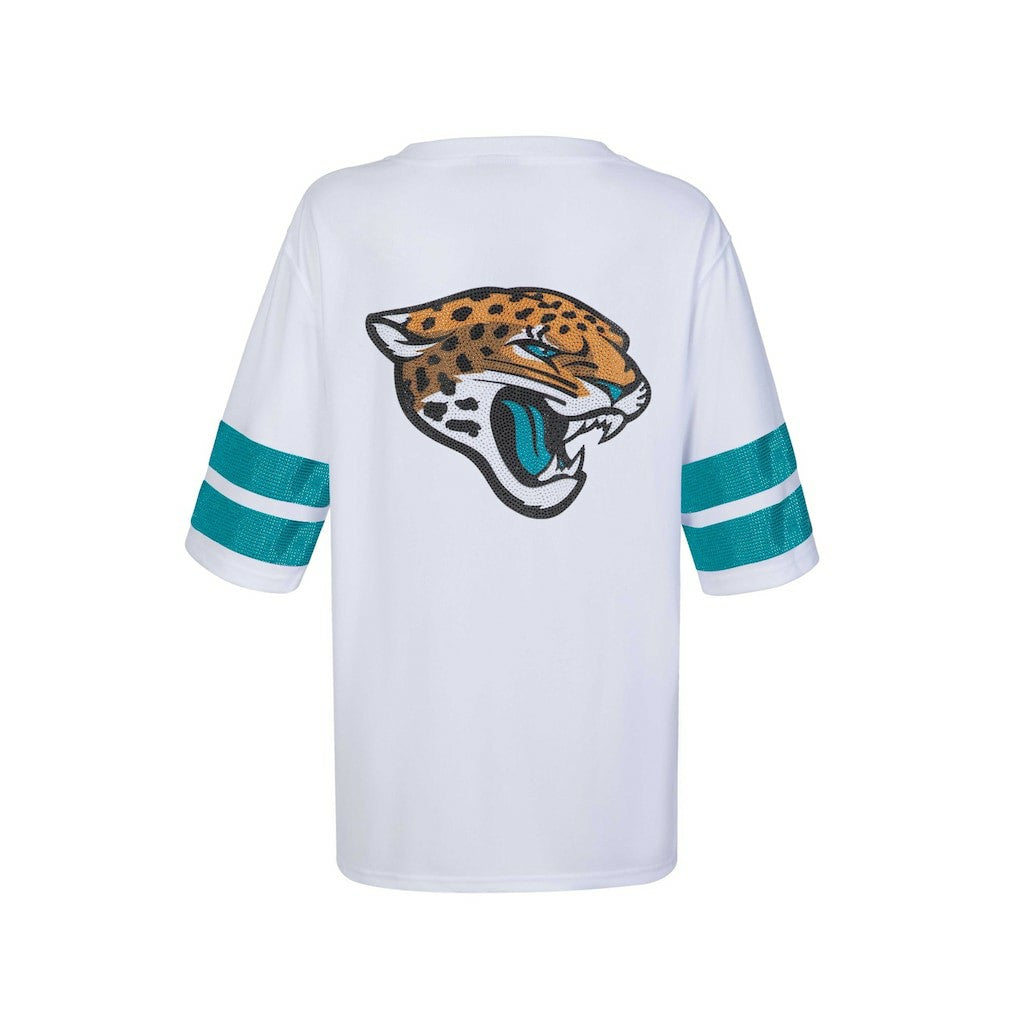 Jacksonville Jaguars Cuce Women's Rhinestone V-Neck Tunic - White