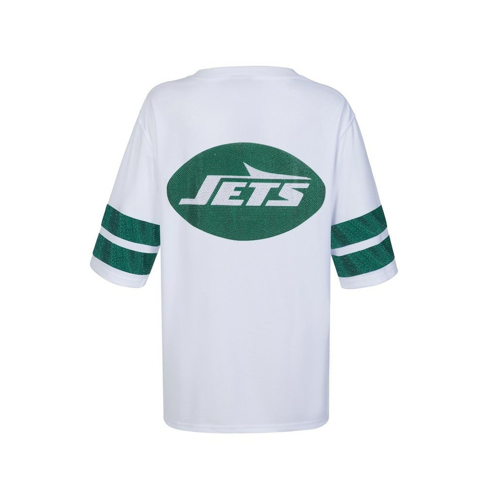 New York Jets Cuce Women's Rhinestone V-Neck Tunic - White