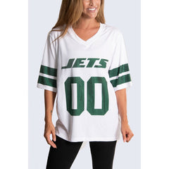 New York Jets Cuce Women's Rhinestone V-Neck Tunic - White