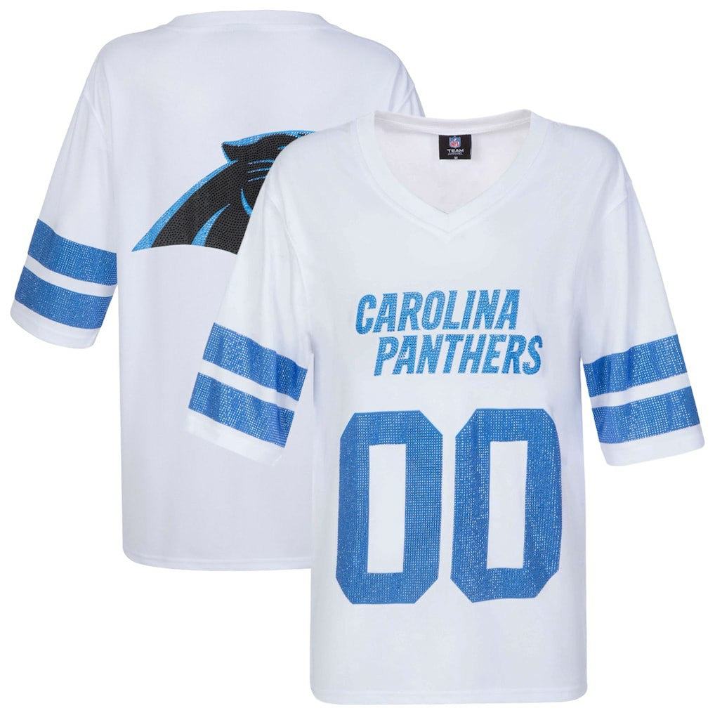 Carolina Panthers Cuce Women's Rhinestone V-Neck Tunic - White