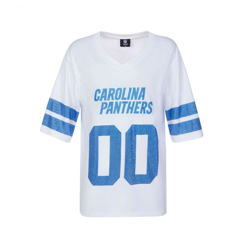 Carolina Panthers Cuce Women's Rhinestone V-Neck Tunic - White