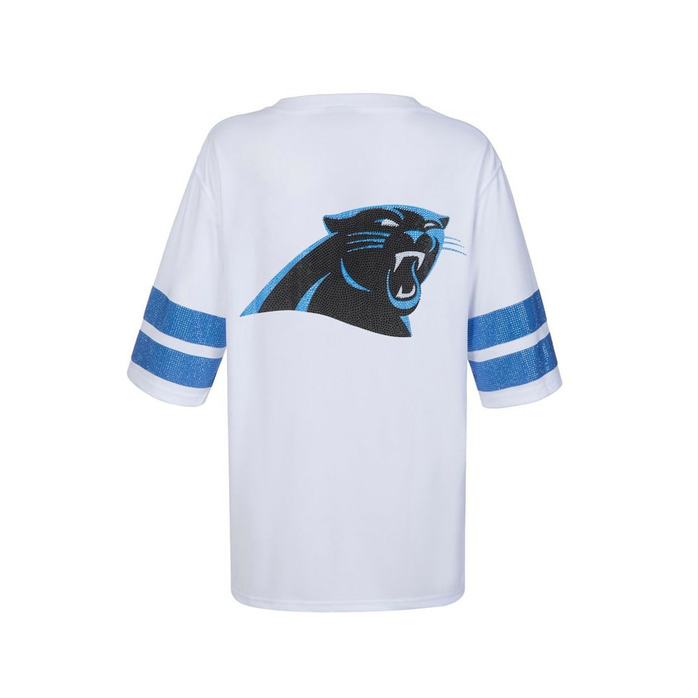 Carolina Panthers Cuce Women's Rhinestone V-Neck Tunic - White