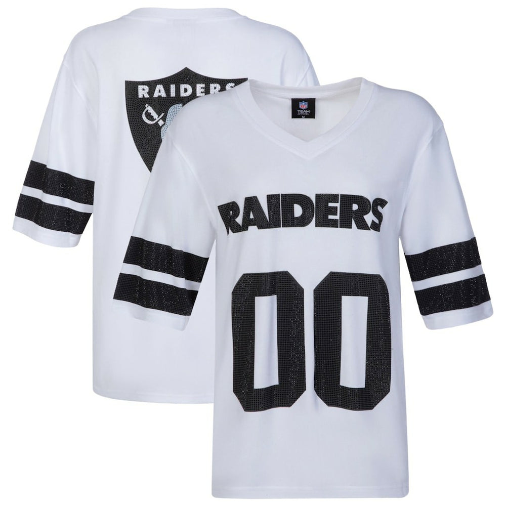 Las Vegas Raiders Cuce Women's Rhinestone V-Neck Tunic - White