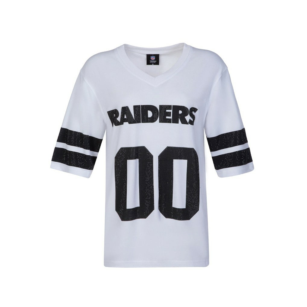Las Vegas Raiders Cuce Women's Rhinestone V-Neck Tunic - White