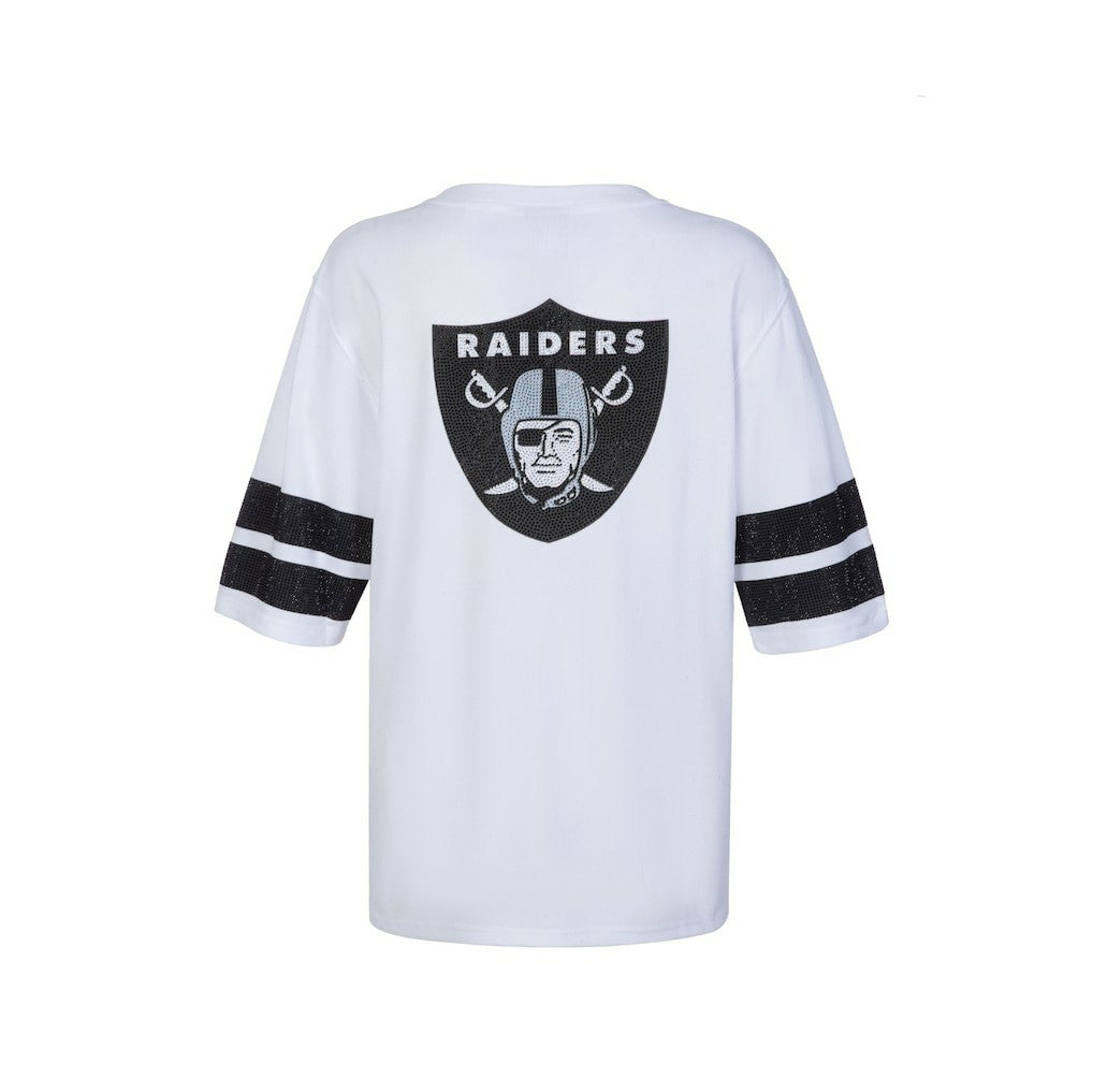 Las Vegas Raiders Cuce Women's Rhinestone V-Neck Tunic - White