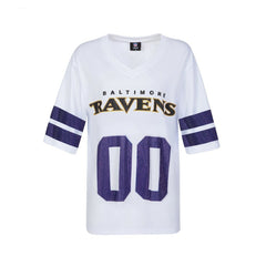 Baltimore Ravens Cuce Women's Rhinestone V-Neck Tunic - White