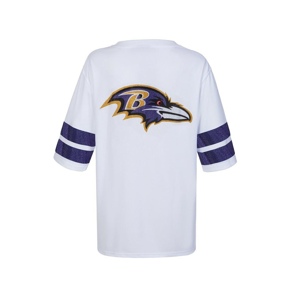Baltimore Ravens Cuce Women's Rhinestone V-Neck Tunic - White