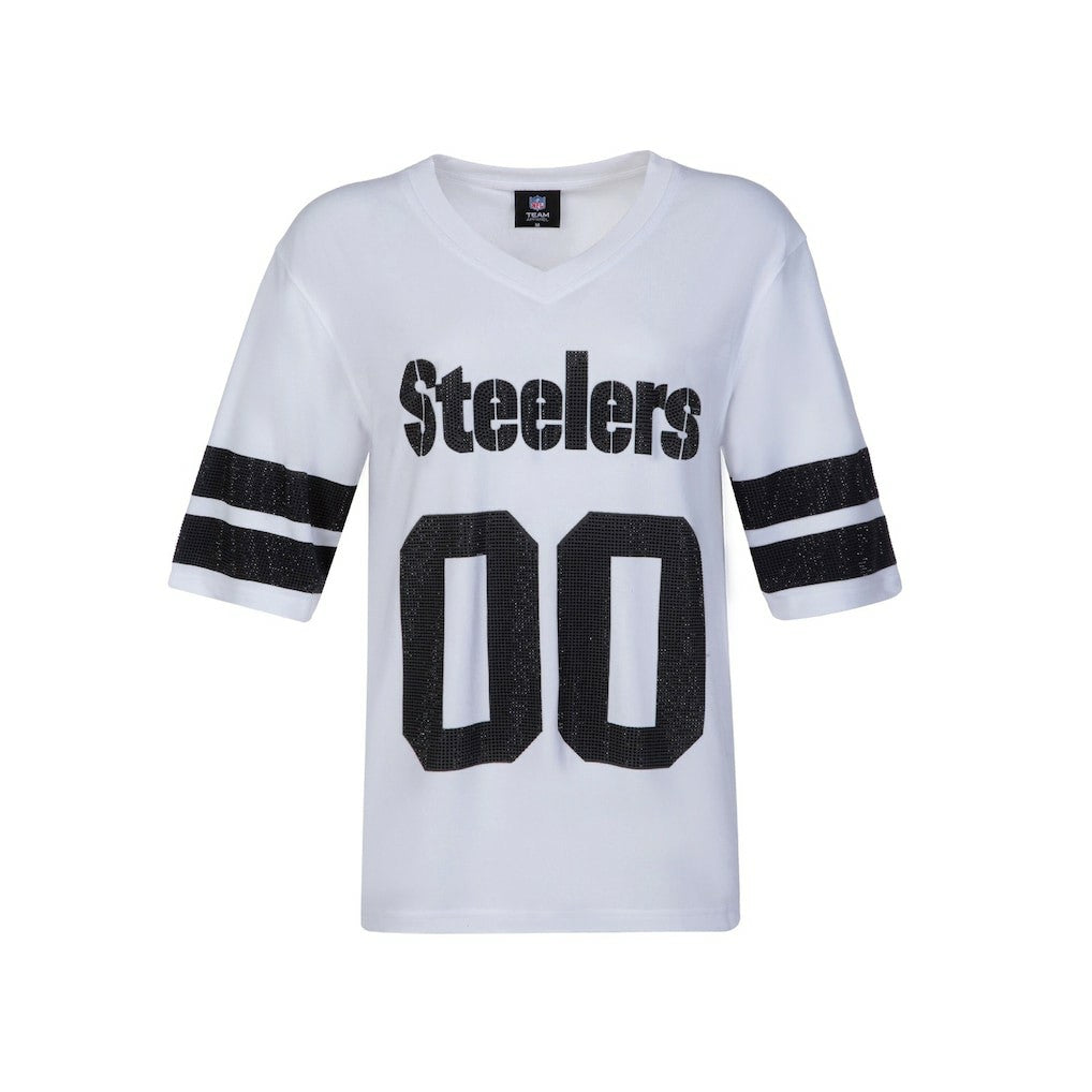 Pittsburgh Steelers Cuce Women's Rhinestone V-Neck Tunic - White