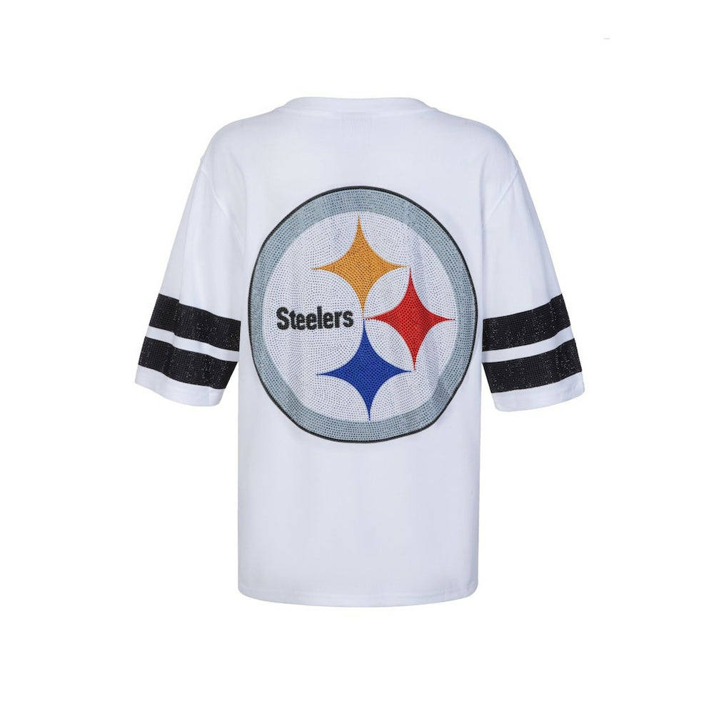 Pittsburgh Steelers Cuce Women's Rhinestone V-Neck Tunic - White