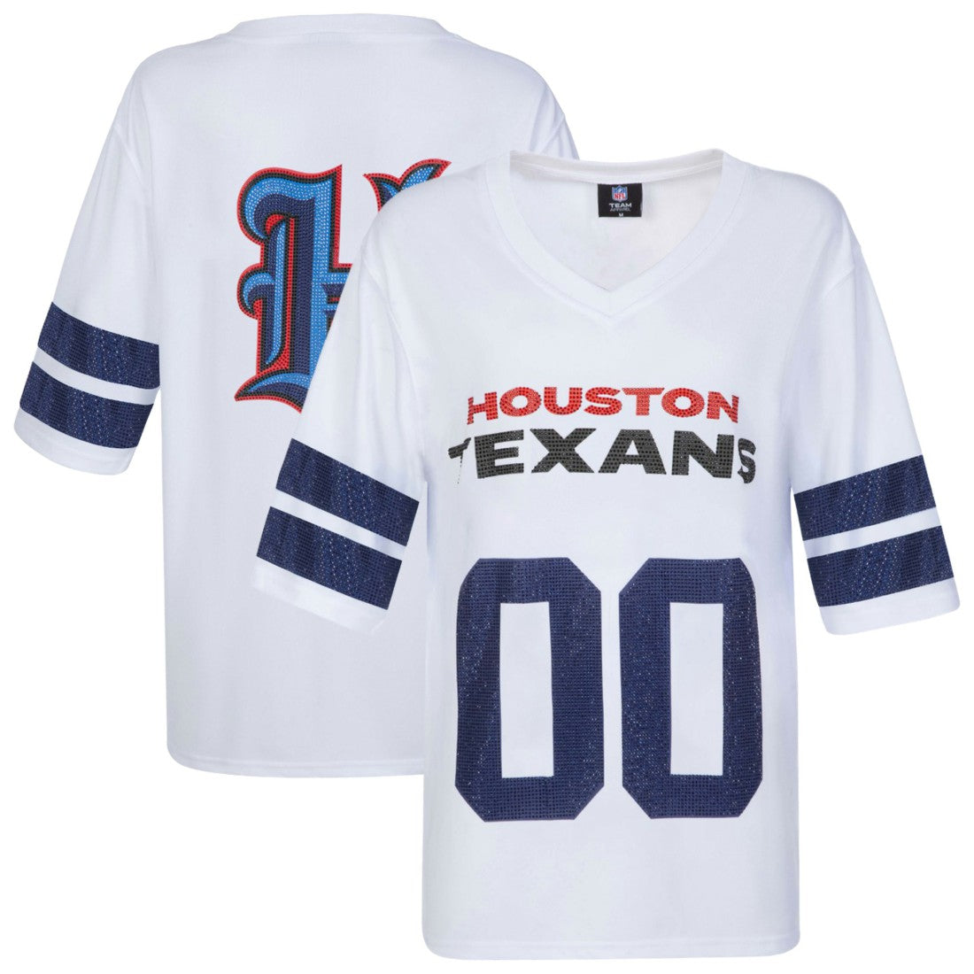 Houston Texans Cuce Women's Rhinestone V-Neck Tunic - White