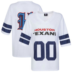 Houston Texans Cuce Women's Rhinestone V-Neck Tunic - White