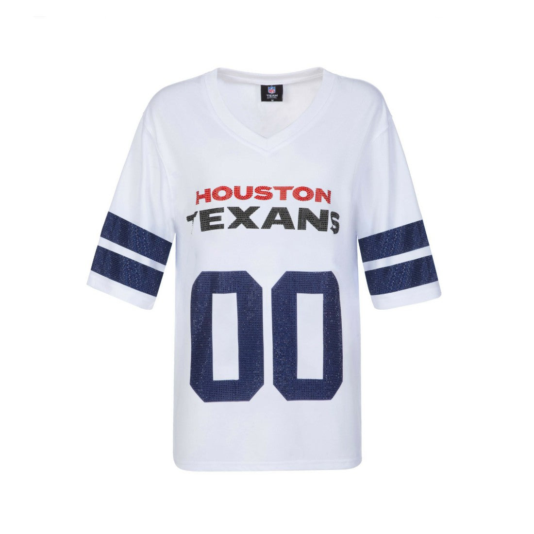 Houston Texans Cuce Women's Rhinestone V-Neck Tunic - White
