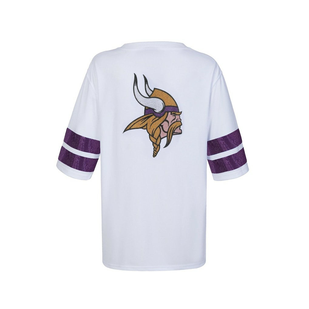 Minnesota Vikings Cuce Women's Rhinestone V-Neck Tunic - White
