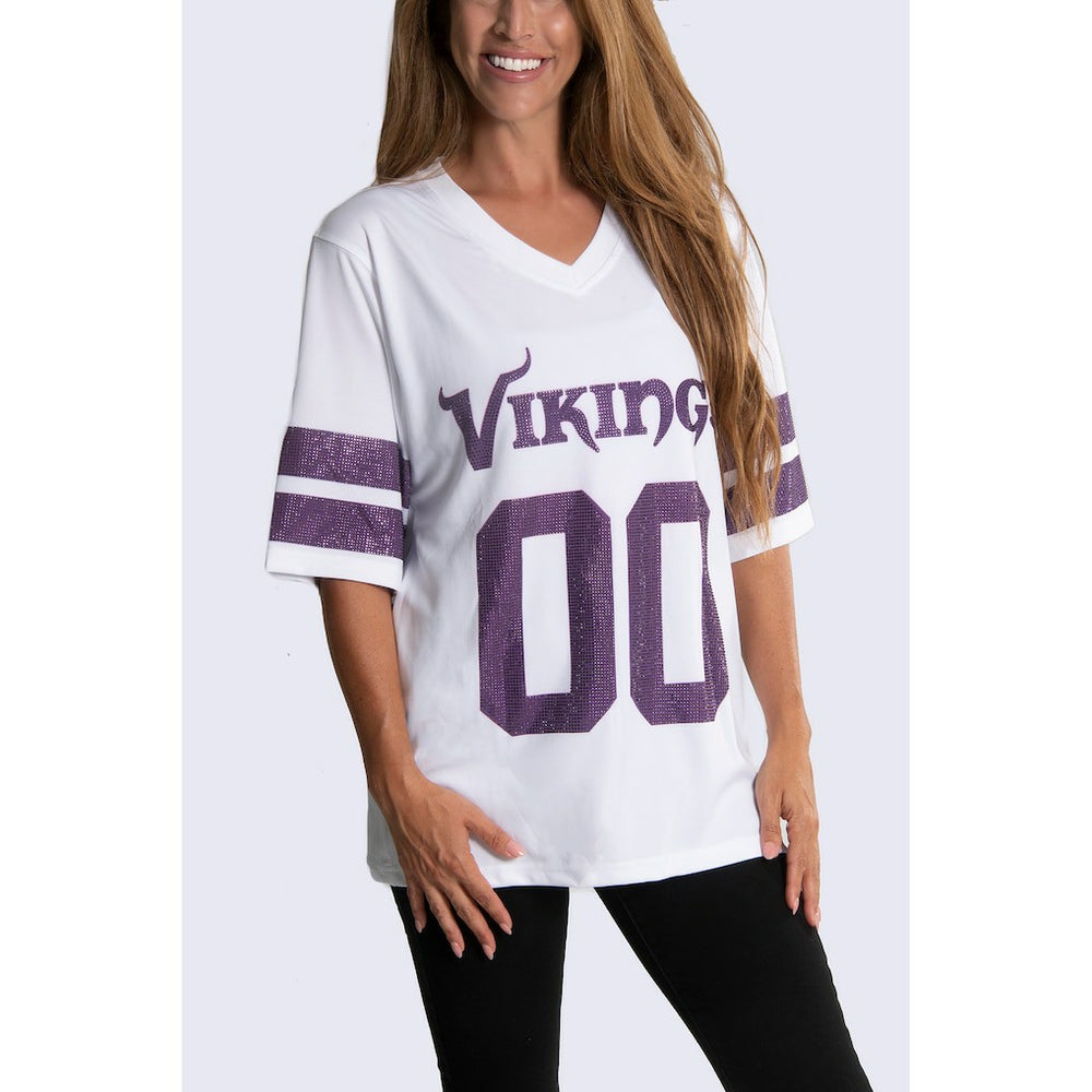 Minnesota Vikings Cuce Women's Rhinestone V-Neck Tunic - White