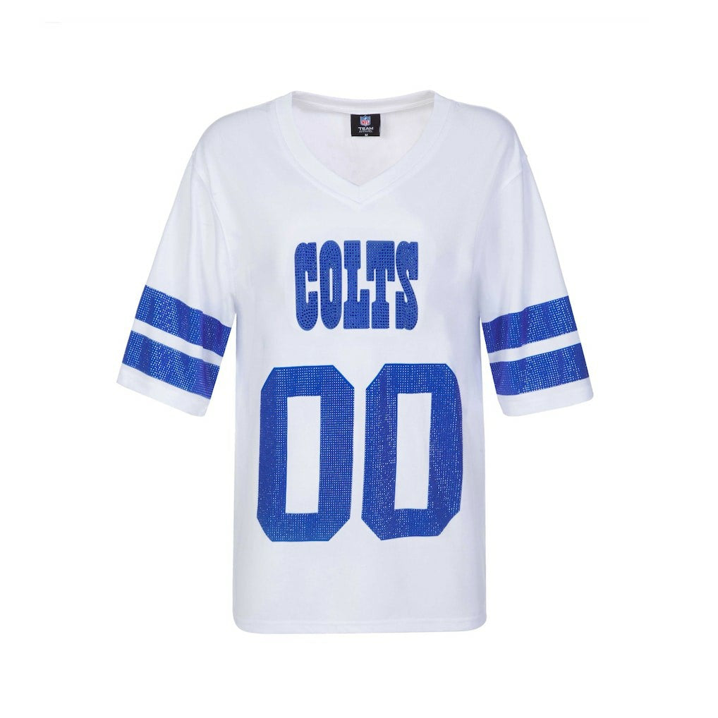 Indianapolis Colts Cuce Women's Rhinestone V-Neck Tunic - White