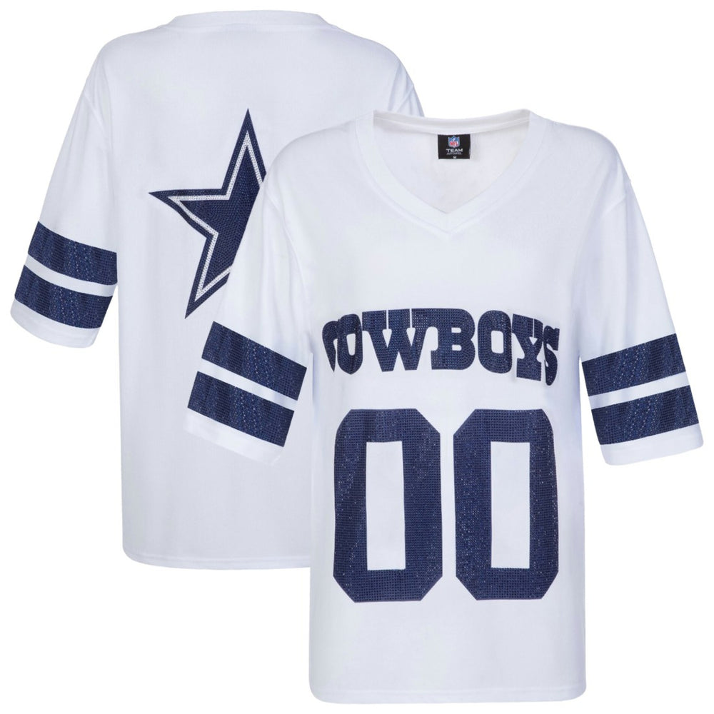 Dallas Cowboys Cuce Women's Rhinestone V-Neck Tunic - White