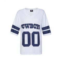 Dallas Cowboys Cuce Women's Rhinestone V-Neck Tunic - White