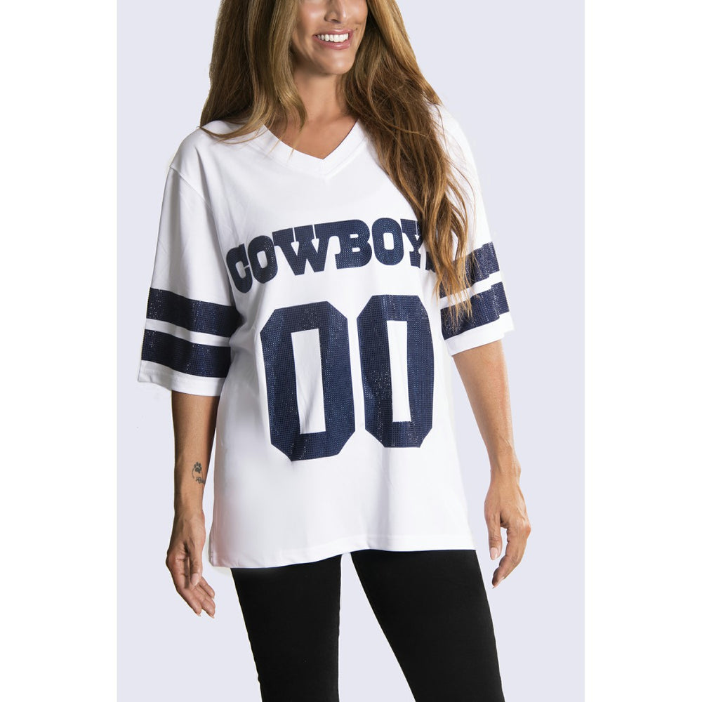 Dallas Cowboys Cuce Women's Rhinestone V-Neck Tunic - White