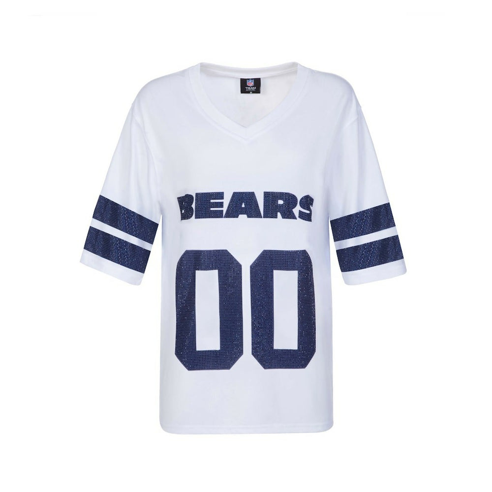 Chicago Bears Cuce Women's Rhinestone V-Neck Tunic - White