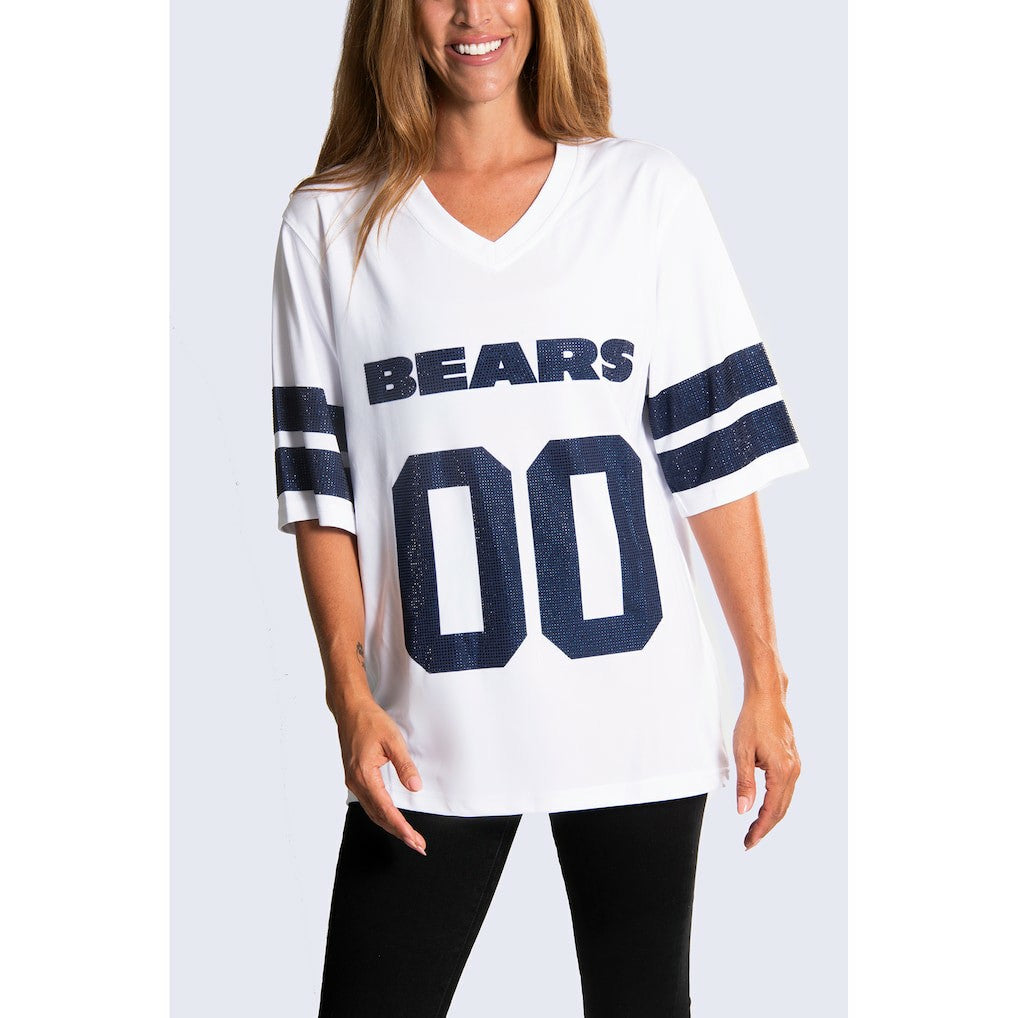 Chicago Bears Cuce Women's Rhinestone V-Neck Tunic - White