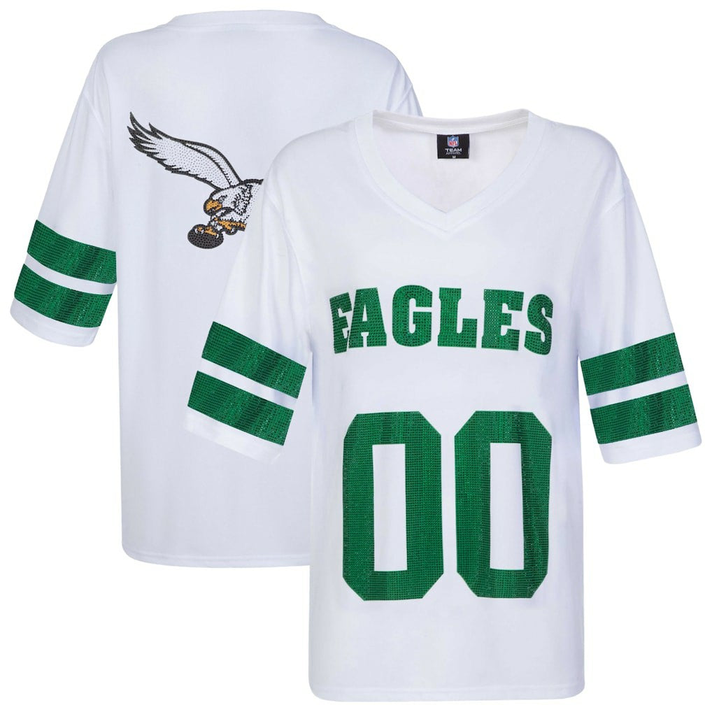 Philadelphia Eagles Cuce Women's Rhinestone V-Neck Tunic - White
