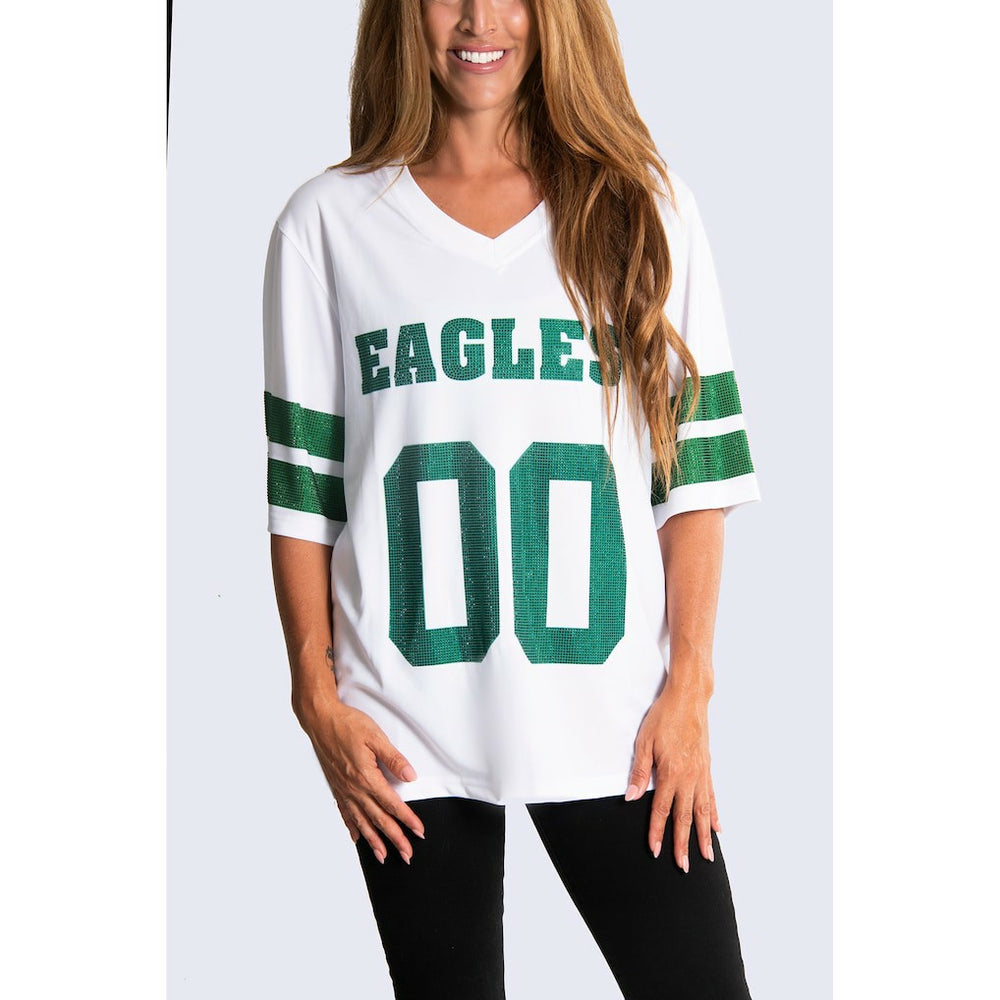 Philadelphia Eagles Cuce Women's Rhinestone V-Neck Tunic - White