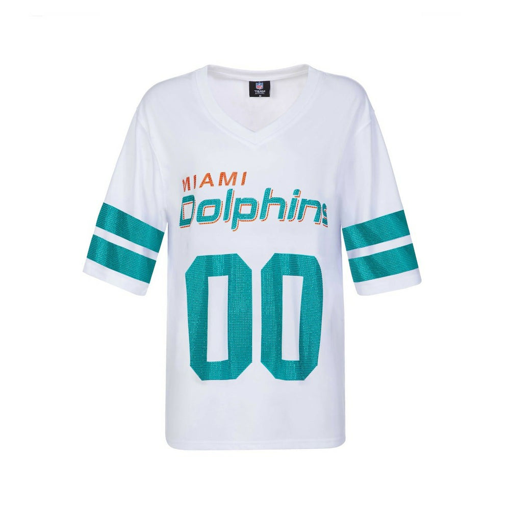 Miami Dolphins Cuce Women's Rhinestone V-Neck Tunic - White