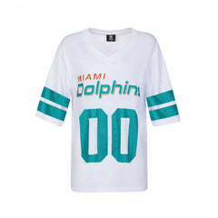 Miami Dolphins Cuce Women's Rhinestone V-Neck Tunic - White