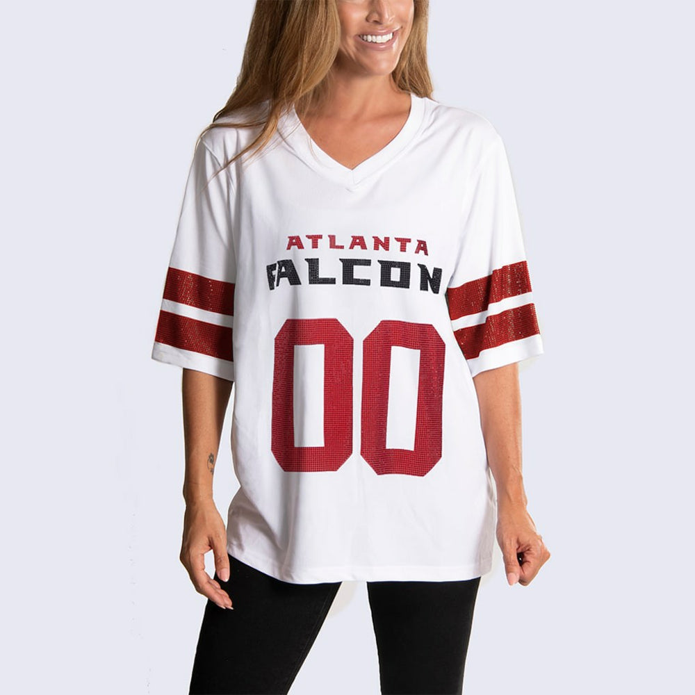 Atlanta Falcons Cuce Women's Rhinestone V-Neck Tunic - White