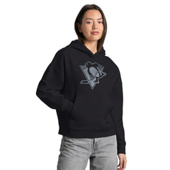 Pittsburgh Penguins Starter Women's Rhinestone Relaxed Hoodie - Black | US 203437518