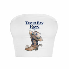 Tampa Bay Rays Tiny Turnip Women's Cowboy Boot Crop Tube Top - White Tops