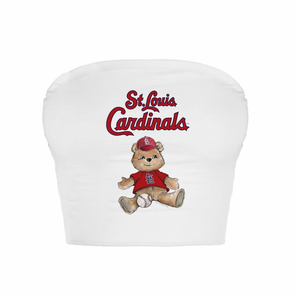 St. Louis Cardinals Tiny Turnip Women's Teddy Bear Crop Tube Top - White Tops