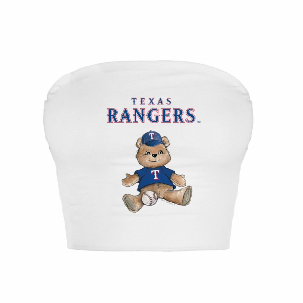 Texas Rangers Tiny Turnip Women's Teddy Bear Crop Tube Top - White Tops
