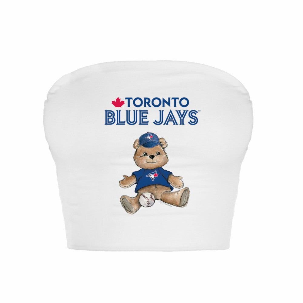 Toronto Blue Jays Tiny Turnip Women's Teddy Bear Crop Tube Top - White Tops