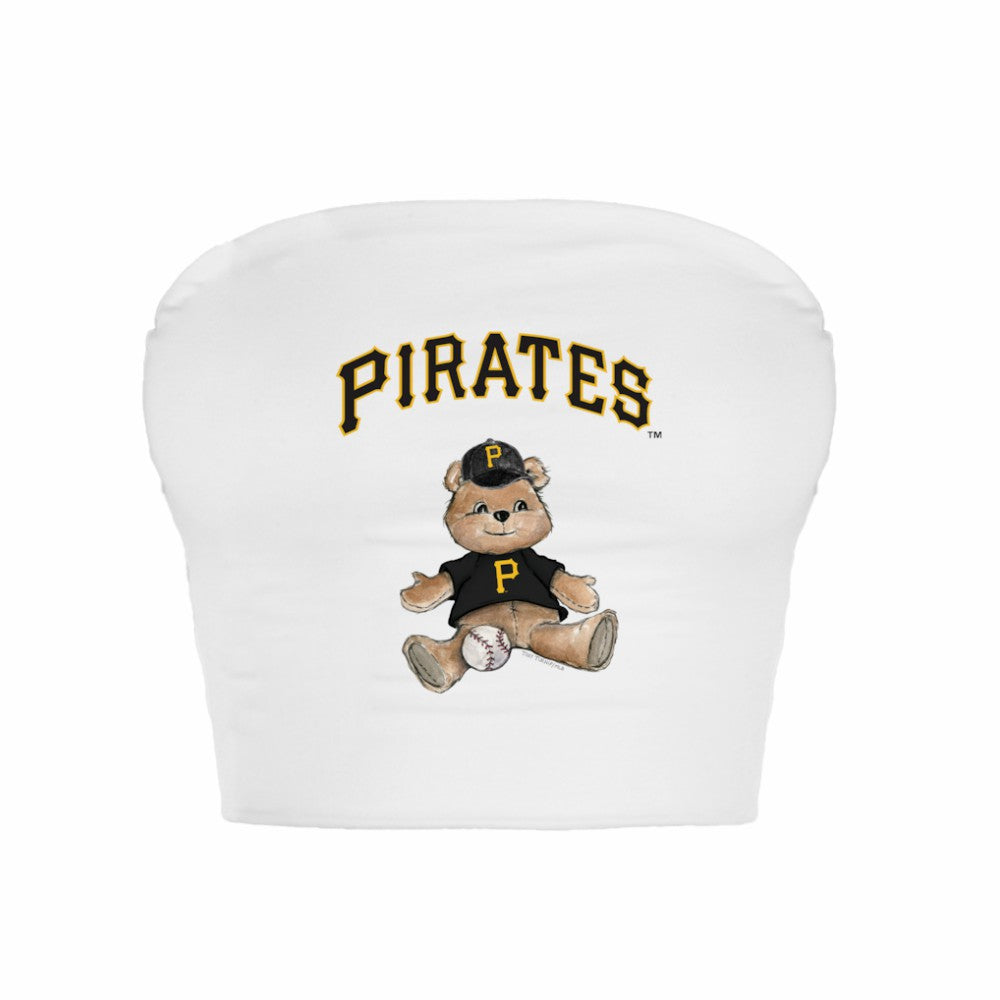 Pittsburgh Pirates Tiny Turnip Women's Teddy Bear Crop Tube Top - White Tops