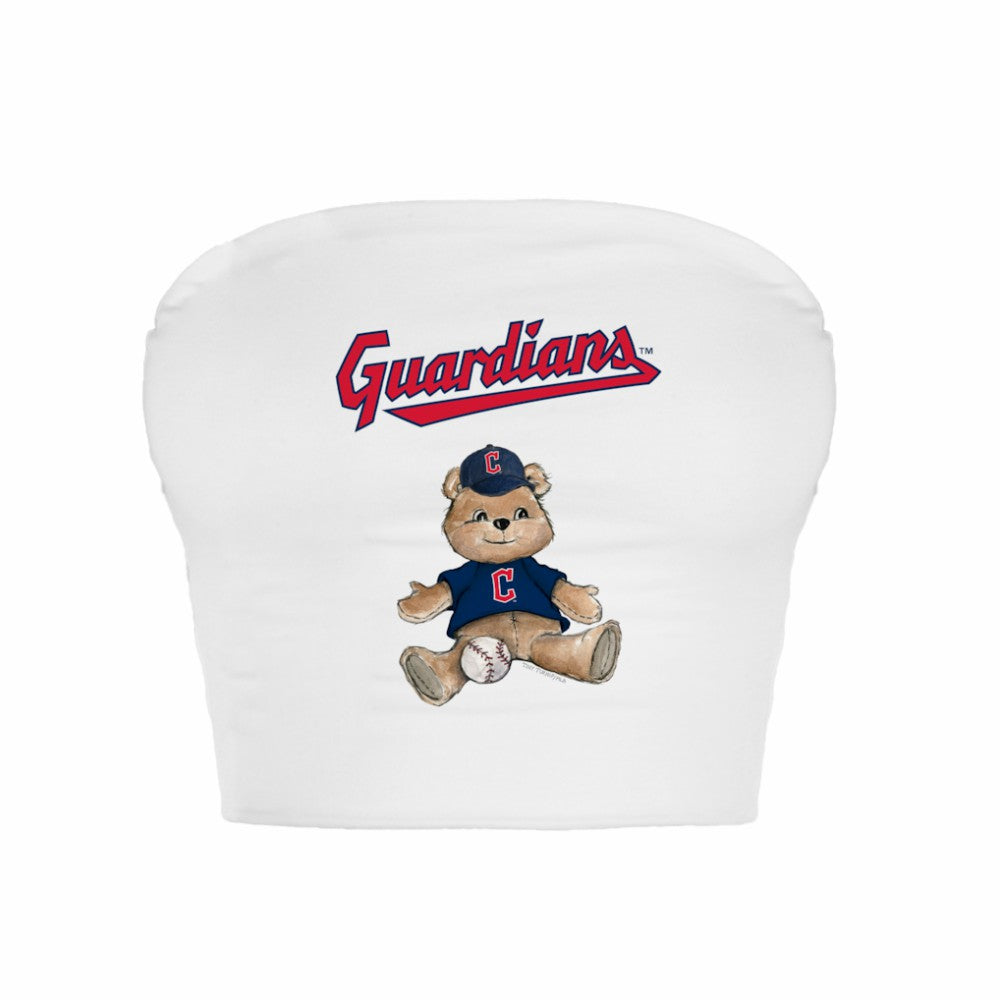 Cleveland Guardians Tiny Turnip Women's Teddy Bear Crop Tube Top - White Tops