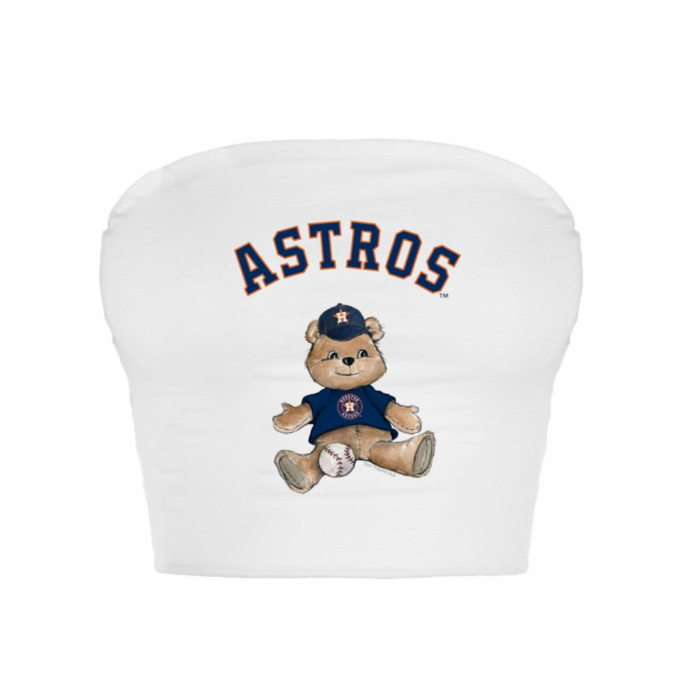 Houston Astros Tiny Turnip Women's Teddy Bear Crop Tube Top - White Tops