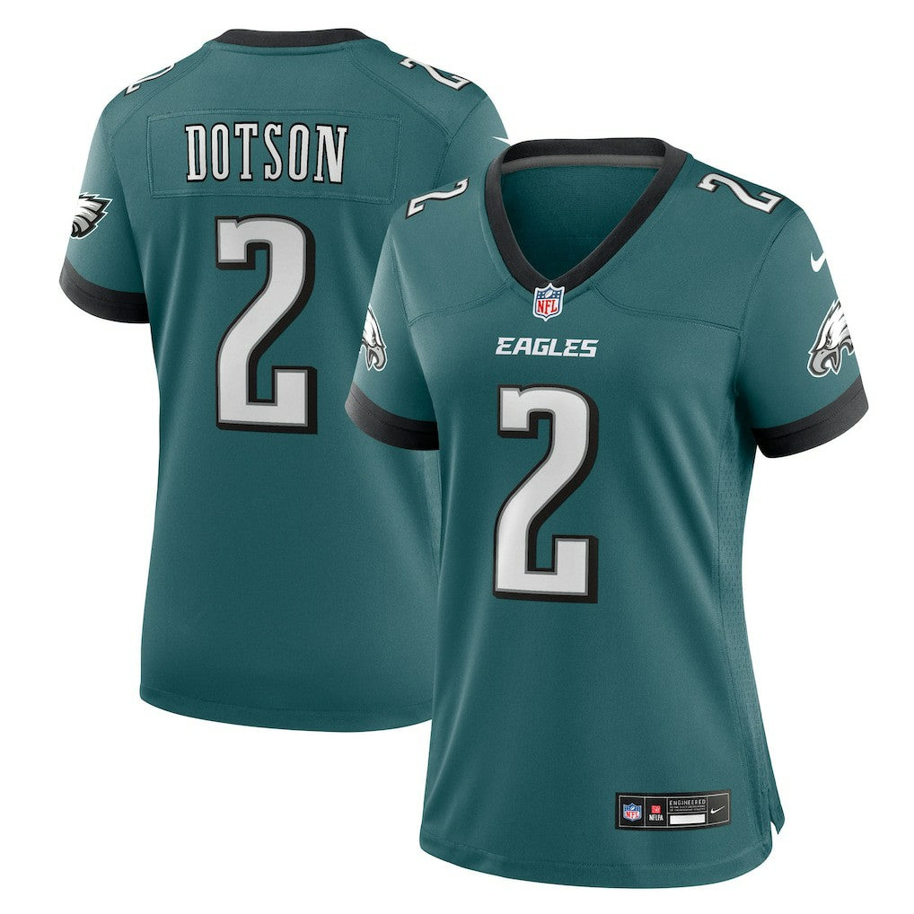 Jahan Dotson Philadelphia Eagles Women's Team Game Jersey - Midnight Green Jerseys
