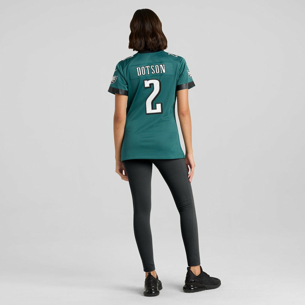Jahan Dotson Philadelphia Eagles Women's Team Game Jersey - Midnight Green Jerseys